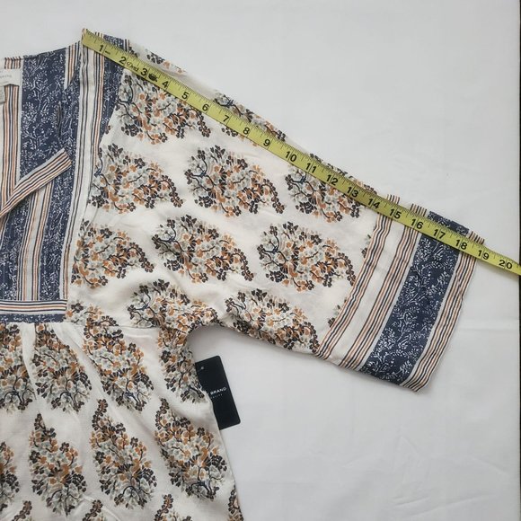 Lucky Brand Women's Mixed Print Natural Multicolor Peasant Top Size S/P NWT - Picture 15 of 16